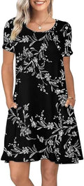 Women Short Sleeve Tshirt Dress Casual Sundresses with Pockets